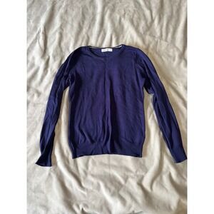 JJ Perfection Womens Crewneck Sweater Royal Purple Long Sleeve Knit Top Size M